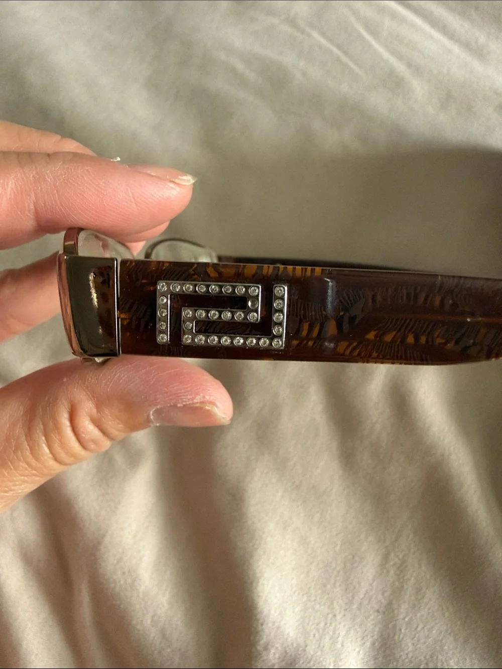 Versace Gold Metal Rectangular Women's Glasses with White Case